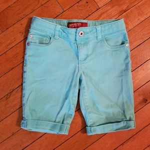 Girls aqua Bermuda Jean shorts 8